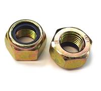 10.9 Grade High Tensile, Metric Fine Thread, Zinc Yellow Plated Steel, Nylon Insert Locking Nuts, DIN985, M10 X 1, M12, M14, M16, M18, M20 & M24 X 1.5 Thread Sizes. (5, M10 X 1)