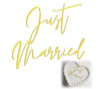 10 * 9cm/3.93 * 3.54in Just Married Cake Topper, Personalized Acrylic Just Married Cake Decorations for Wedding, Anniversary(Gold Mirror)