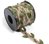 10.9Yards Natural Jute Burlap Leaf Ribbon - Fade-Proof Burlap Vine Leaf Trim for Rustic Wedding Decor, DIY Crafts, Wreath Making, Gift Wrapping & Farmhouse Home Decoration (32.8Ft)