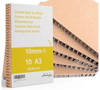 10 A3 Honeycomb Cardboard 10 mm - 10 Sheets Honeycomb Cardboard A3 Size (42 x 29.7 cm) 1 cm Thick - Kraft on Both Sides