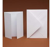 10 A5 Blank GATEFOLD Cards and 10 C5 Smooth Envelopes - DIY, Wedding, Projects, Greeting Cards, Scrapbooking... (Cream Linen 255gsm)