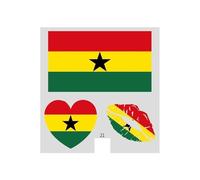 10 African & European Countries Flag Temporary Tattoos Bulk Pack, 30/50/100 Pcs Face Stickers for 2026 Soccer Tournament & Sports Party Supplies(21#Ghana,30pcs)
