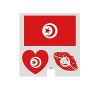 10 African & European Countries Flag Temporary Tattoos Bulk Pack, 30/50/100 Pcs Face Stickers for 2026 Soccer Tournament & Sports Party Supplies(24#Tunisia,30pcs)