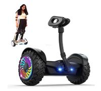 10" All Terrain Hoverboard,Intelligent Electric Balance Scooter, With Steering Handle,App,6-15km/H,With LED Lights & Dual Motors,120kg Load-Bearing White(06