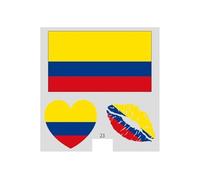 10 American Countries Flag Temporary Tattoos Bulk Pack, 30/50/100 Pcs International Soccer Fans Face Stickers for 2026 Football Game Day, Sports Events & Watch Party Decorations(23#Colombia,30pcs)