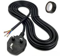 10 Amp Plug UK, with Insulating Tape, 3 Core Electrical Cable with 10A Fused, Compliant with BS-1363 Standard, 1.5 Metre (4.9ft) UK Plug Power Cord Compatible with Various Electrical Equipment, Black