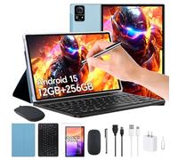 10”Android 15 M7 Tablets WiFi Model,8000mA Large Battery,12GB+256GB+1TB Expandable,8 Core CPU A523,5MP+13MP Camera,GPS+5Gwifi+IPS+FaceID,Includ Keyboard/Mouse/Stylus/Case/Protective Film (Blue)