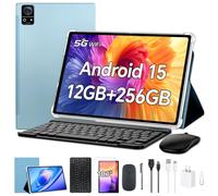 10”Android 15 Tablets WiFi Model,12GB+256GB+1TB Expandable,8 Core CPU A523,8000mA Large Battery,13MP+5MP Camera,5Gwifi/GPS/IPS/Face ID,Includ Keyboard/Mouse/Stylus/Case/Protective Film (M8-Blue)