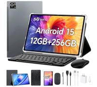 10”Android 15 Tablets WiFi Model,12GB+256GB+1TB Expandable,8 Core CPU A523,8000mA Large Battery,13MP+5MP Camera,5Gwifi/GPS/IPS/Face ID,Includ Keyboard/Mouse/Stylus/Case/Protective Film (M8-Gray)