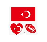 10 Asian & Oceanian Countries Flag Temporary Tattoos Bulk Pack, 30/50/100 Pcs Face Stickers for 2026 Soccer Game Day, Sports Events & Party Decorations(39#Turkey,30pcs)