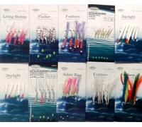 10 Assorted Bait & Mackerel Rigs Inc. Feathers Daylight and Sabiki (with 2 Marauder Snap Swivwls)