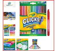 10 Assorted Retractable Marker Pens with 2-in-1 Tips - Ideal for All Ages