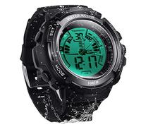 10 ATM Underwater Luminous Sports Watch Sub with Alarm Functions and Waterproof Stopwatch, Support Dual Time Vision, Digital and Analog Movements, 12/24 Hour Format