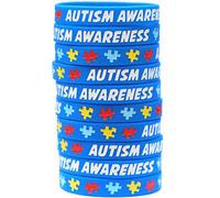 10 Autism Awareness Wristbands - Colorful Puzzle Pieces Silicone Bracelets, Silicone