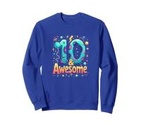 10 & Awesome: Cosmic Birthday Celebration for Kids Sweatshirt, Adult Unisex, Royal Blue, XXL