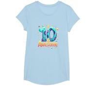 10 & Awesome: Cosmic Birthday Celebration for Kids T-Shirt, Girls, Baby Blue, XS