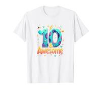 10 & Awesome: Cosmic Birthday Celebration for Kids T-Shirt, Men, White, XXL