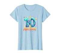 10 & Awesome: Cosmic Birthday Celebration for Kids T-Shirt, Women, Baby Blue, XS