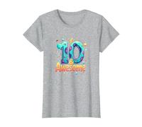 10 & Awesome: Cosmic Birthday Celebration for Kids T-Shirt, Women, Heather Grey, XXL