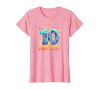 10 & Awesome: Cosmic Birthday Celebration for Kids T-Shirt, Women, Pink, XXL