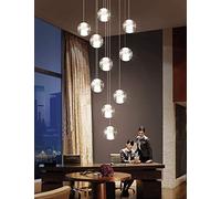 10 Balls Duplex Stair Chandelier LED, Multi Glass Balls Chandelier Pendant Light, Creative Restaurant Chandelier Nordic Style Hanging Lamps 40x120cm