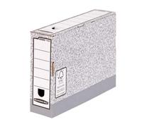10 BANKERS BOX A4 System Foolscap Transfer Box Files - Cardboard Transfer Boxes for Foolscap, Folio and Paperwork - W12 x H25.5 x D36cm - Pack of 10 - Grey