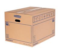 10 BANKERS BOX SmoothMove Heavy Duty Double Wall 100 Litre Cardboard Packing Storage Boxes with Handles, Cardboard Boxes for Moving Internal Dimensions W32.5 x H44 x D70cm, 10 Pack - Amazon Exclusive