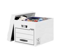 10 BANKERS BOX Storage Boxes Durable Storage Boxes with Lids - Heavy Duty Cardboard B
