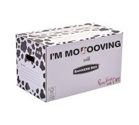 10 BANKERS BOX Strong Moving Boxes, 43l Large Cardboard Boxes, Packing Boxes for Moving House with Handles, 51cm × 29cm × 29cm (Pack of 10). Cow Print