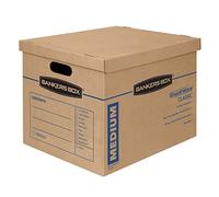 10 BANKERS BOX Strong Moving Boxes, SmoothMove Classic 38 Litre Cardboard Moving Packing Storage Boxes, Tape-Free Assembly, Easy Carry Handles 45cm x 33cm x 26cm (Pack of 10), Brown