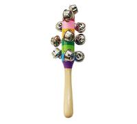 10 Bells Jingle Hand Bells, Wooden Bells Jingle Stick, Colorful Jingle Bell Stick, Interactive Handle Sleigh Bells for Music Class, Music Events, Party, 0.8x7.7in