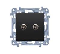 10 Black Matt 2x TV Socket Type F Module