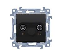 10 Black Matt TV/RF Outlet End Socket, Separated, 1-Gang, 1