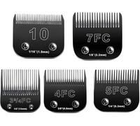 10 Blades Dog Grooming Blades Compatible with Andis/Oster A5/Wahl KM-10 Series Dog Clippers,Detachable Clipper Replacement Blade,Black (5PCS Black-#10+3FC+4FC+5FC+7FC)