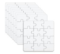 10 Blank Puzzles for Kids - 3.9 x 3.9 Inch DIY Jigsaw Puzzles - All White - Bulk 12 Piece - Create & Draw On - Perfect for Birthday Parties & Craft Activities