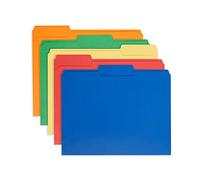 10 Blue Summit Supplies Colored File Folders Letter Size with 1/3 Cut Tabs, Assorted Colored Folders, Durable 11pt Paper, Colorful File Folders for Files, Multi Color File Folders, Reinforced Tabs