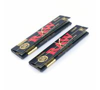 (10 Booklets) RAW Black Rolling Papers King Size Slim Classic Natural Unrefined Skins 110mm