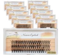 10 Boxes of 40D 0.07mm Faux Mink False Eyelashes, D Curling 9-16mm Mix Natural Eyelash Extension, 60 Clusters/1 Box Individual Eyelash Cluster Makeup Tools (40D-12mm（10Boxes）)