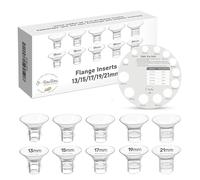 10 BPA-Free Flange Inserts 13/15/17/19/21mm - Compatible with 24mm Flange Breast Pump Shields from Momcozy S9/S12 Pro M5 /Nullie/KISSBOBO/Medela/Philips/Bellababy- with Nipple Measurement Chart