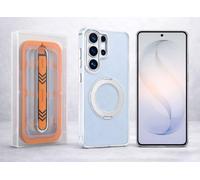 10 (Brand) 360° Rotating Magnetic Case+9H Glass Screen Protector|Metal Ring Holder for Samsung S26 Ultra|Qi/MagSafeCompatible|Shock-Proof Protection (Silver + Easy Applicator Kit)