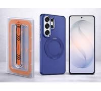 10 (Brand) 360° Rotating Magnetic Case+9H Glass Screen Protector|Metal Ring Holder for Samsung S26 Ultra|Qi/MagSafeCompatible|Shock-Proof Protection (Admiral Blue + Easy Applicator Kit)