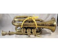 10" Brass Mini Trumpet Pocket Bugle 3 Valve Mouthpiece Home Decor Musical Trumpet Bugle Horn Handmade For Gift for your loves one's