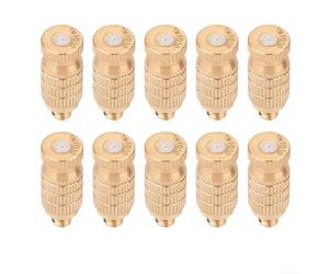 10 Brass Misting Nozzle Spray Heads for Outdoor Cooling, Greenhouse Humidification, and Static Electricity Control (0.1mm)