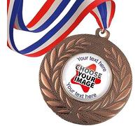 10 Bronze Create Your Own Personalised Customised Stripy Ribbon Medals Medallions Sports Day Reward Trophy 23mm Primary Teaching Services