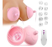 【10 Brush Heads】 Nipple Toys Breast Vibrator, Nipple Toys with 10 Strong Rotating Modes, Wearable Nipple Stimulator Breast Massager, Adult Sex Toys for Women Couples
