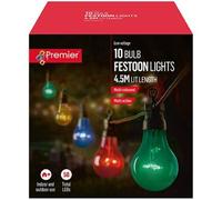 10 Bulb Festoon Garden String Lights Multi Coloured Party Lights 4.5M