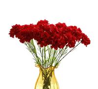 10 Bunches Bouquet of Artificial Silk Flower Carnations,Single Flower Head 20 Inch Bouquet and Green Leaf for Photo Props Home Party,Home Decoration Bridal Wedding Holding Flowers(Red)