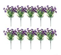 10 Bunches of Realistic Silk Morning Glory & Eucalyptus Flowers for All Year Decoration (10 purple and red)