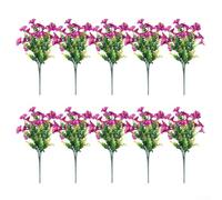 10 Bunches of Realistic Silk Morning Glory & Eucalyptus Flowers for All Year Decoration (10 rose red and red)