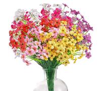 10 Bundles Artificial Flowers for Decoration, Fake Flowers for Outdoor Indoor, Hanging Baskets Artificial Flowers, Plastic Faux Flowers for Home Garden Window Wedding Party Decor (Rose Red)